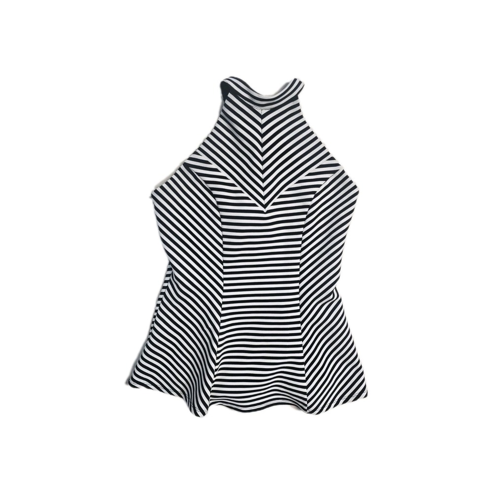 Guess, black/white striped‎ lined halter top size M